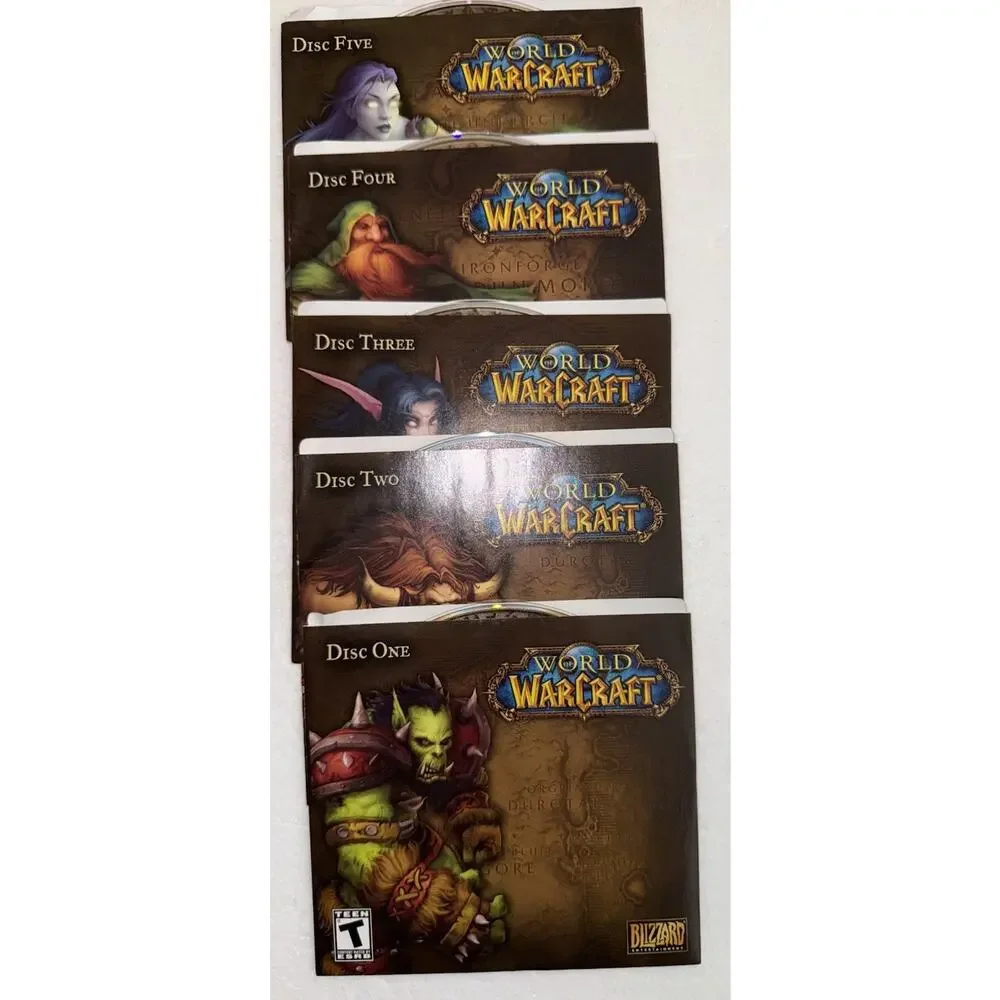 World of Warcraft (Windows/Mac, 2004) CIB COMPLETE Box Manual Catalog Discs 1-5